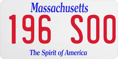 MA license plate 196SO0