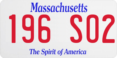 MA license plate 196SO2