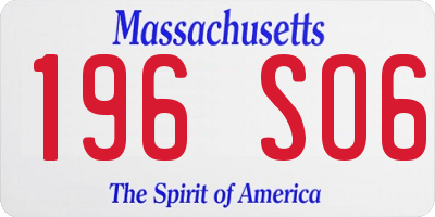 MA license plate 196SO6