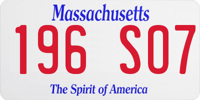 MA license plate 196SO7