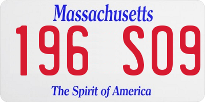 MA license plate 196SO9