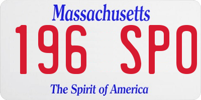 MA license plate 196SP0