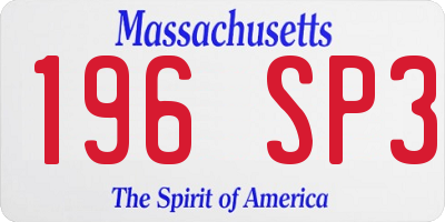 MA license plate 196SP3