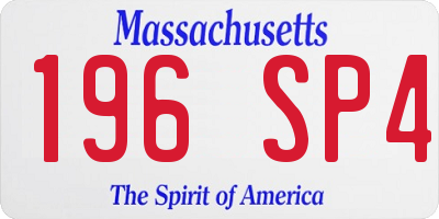 MA license plate 196SP4