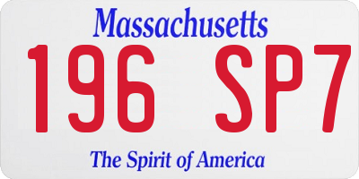 MA license plate 196SP7
