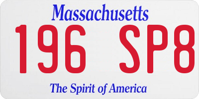 MA license plate 196SP8