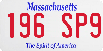MA license plate 196SP9