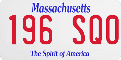 MA license plate 196SQ0