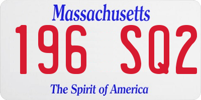 MA license plate 196SQ2