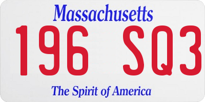 MA license plate 196SQ3