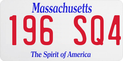 MA license plate 196SQ4
