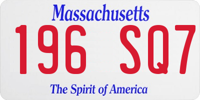 MA license plate 196SQ7