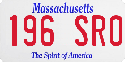 MA license plate 196SR0