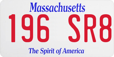 MA license plate 196SR8