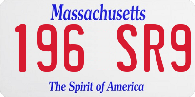 MA license plate 196SR9
