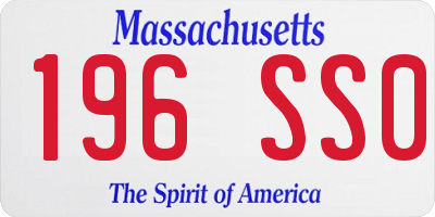 MA license plate 196SS0