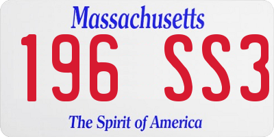 MA license plate 196SS3