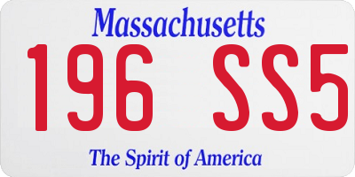 MA license plate 196SS5