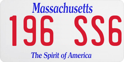 MA license plate 196SS6