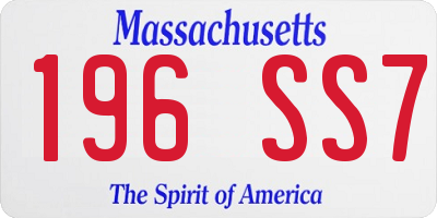MA license plate 196SS7