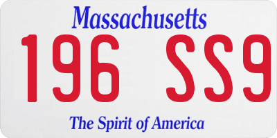 MA license plate 196SS9