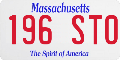MA license plate 196ST0