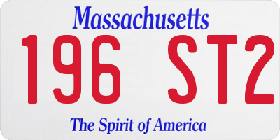 MA license plate 196ST2