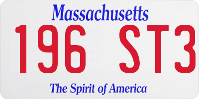 MA license plate 196ST3