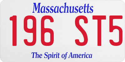 MA license plate 196ST5