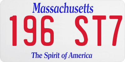 MA license plate 196ST7