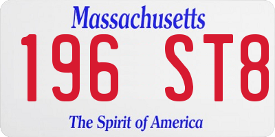 MA license plate 196ST8