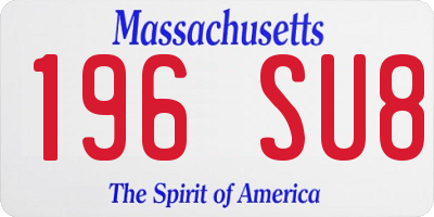 MA license plate 196SU8