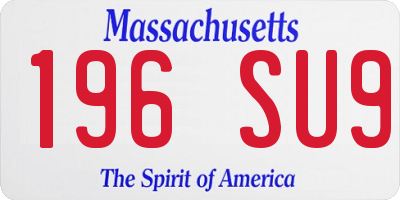 MA license plate 196SU9