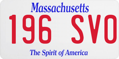 MA license plate 196SV0