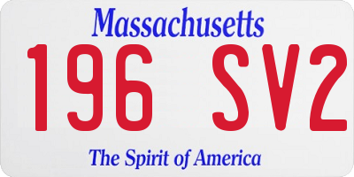 MA license plate 196SV2