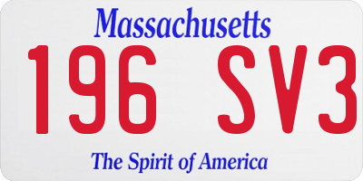 MA license plate 196SV3