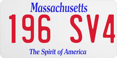 MA license plate 196SV4