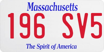 MA license plate 196SV5
