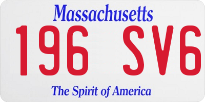 MA license plate 196SV6