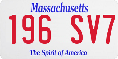 MA license plate 196SV7