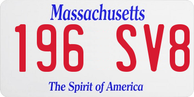 MA license plate 196SV8