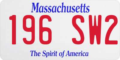 MA license plate 196SW2