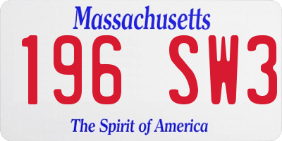MA license plate 196SW3