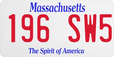 MA license plate 196SW5