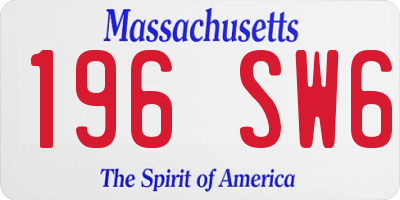 MA license plate 196SW6