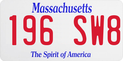 MA license plate 196SW8