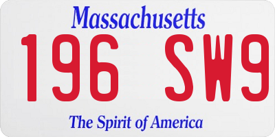 MA license plate 196SW9