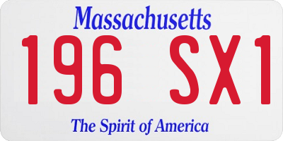 MA license plate 196SX1