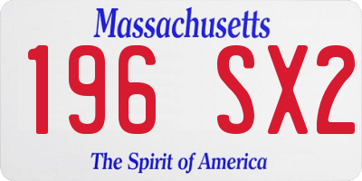 MA license plate 196SX2