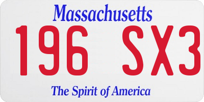 MA license plate 196SX3